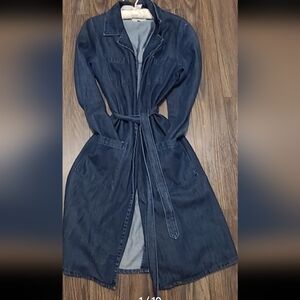 Universal Thread Blue Jean Trench Coat with Shawl Collar Used Small